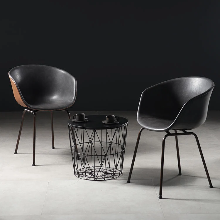 Sedie da pranzo pelle stile moderno Sedie da pranzo senza braccioli con schienale massiccio Clearhalo