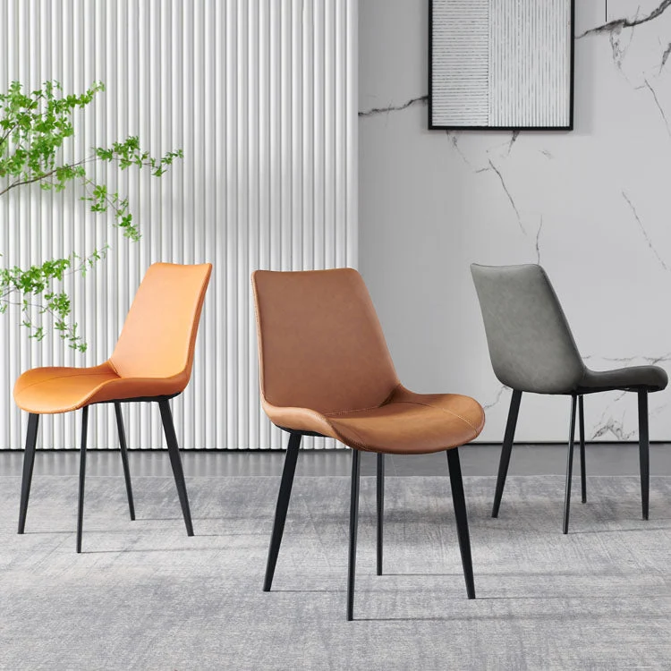 Sedie da pranzo pelle stile moderno Sedie laterali senza braccioli con schienale massiccio (set di 2) Clearhalo