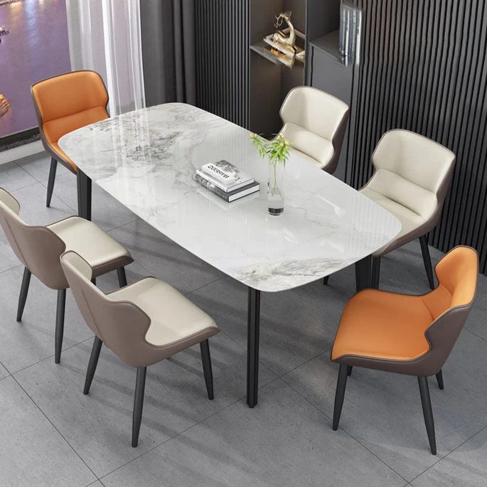 Sedie da pranzo pelle stile moderno Wingback Parsons Arm Chairs (set di 2) Clearhalo