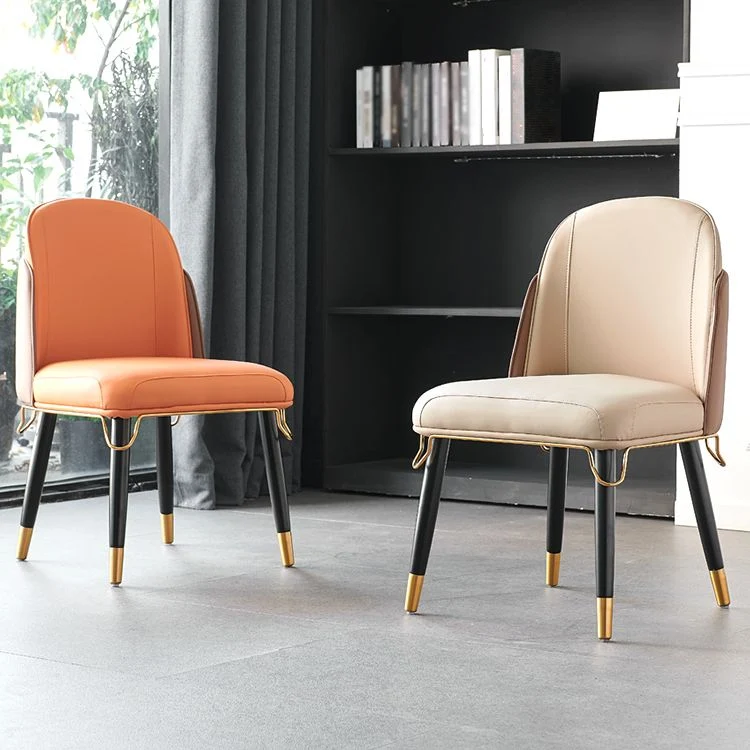 Sedie da pranzo pelle stile scandinavo Sedia con schienale massiccio senza braccioli per cucina Clearhalo