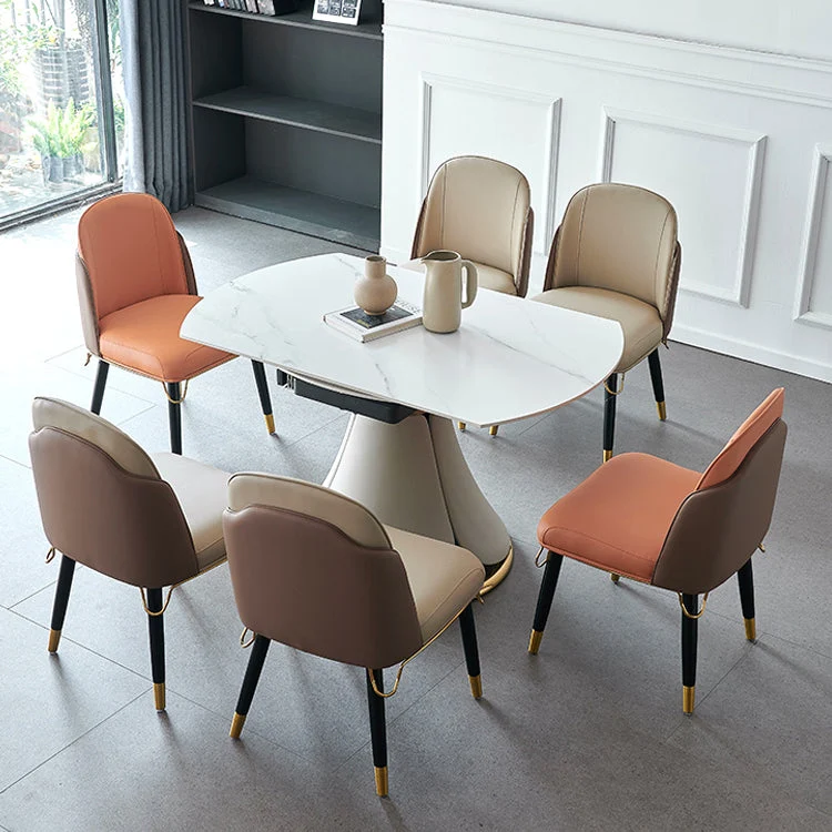 Sedie da pranzo pelle stile scandinavo Sedia con schienale massiccio senza braccioli per cucina Clearhalo