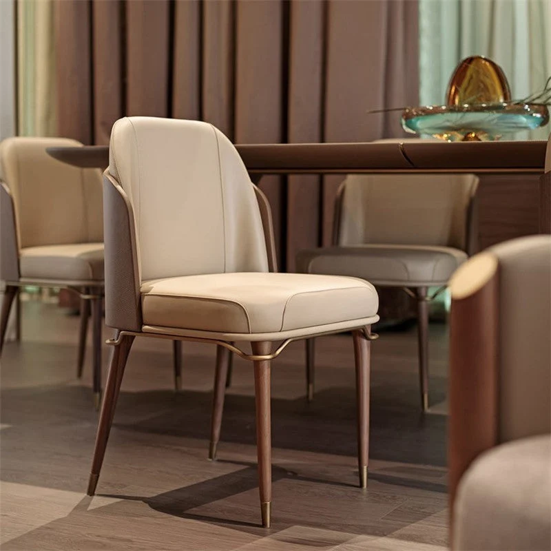Sedie da pranzo pelle stile scandinavo Sedia con schienale massiccio e gambe legno Clearhalo