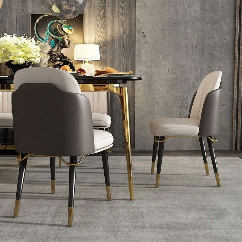 Sedie da pranzo pelle stile scandinavo Sedia con schienale massiccio e gambe legno Clearhalo