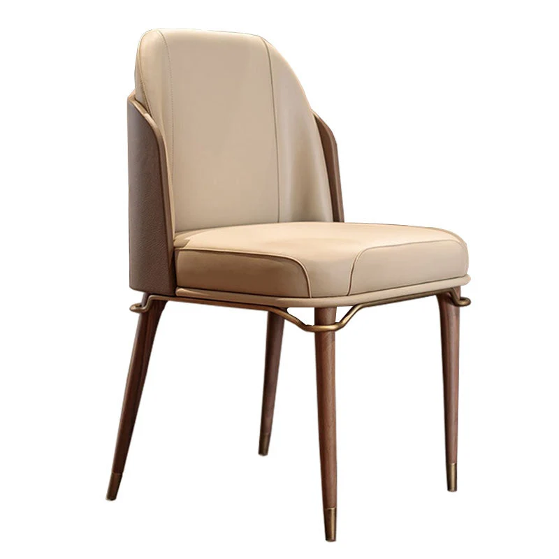 Sedie da pranzo pelle stile scandinavo Sedia con schienale massiccio e gambe legno Clearhalo