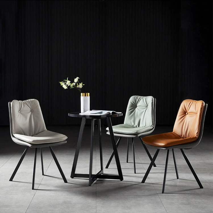 Sedie da pranzo pelle stile scandinavo sedia imbottita con schienale massiccio per uso domestico (set di 2) Clearhalo