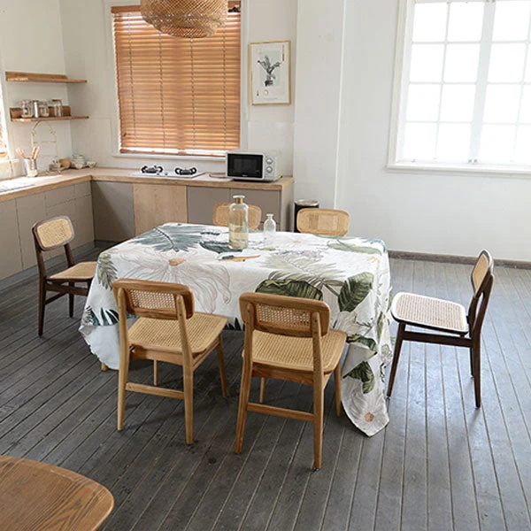 Sedie da pranzo per interni senza braccioli Sedie laterali rattan con gambe legno (set di 2) Clearhalo