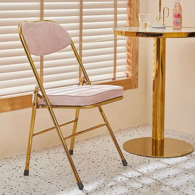 Sedie da pranzo pieghevoli scandinave con schienale aperto velluto e finitura opaca Clearhalo
