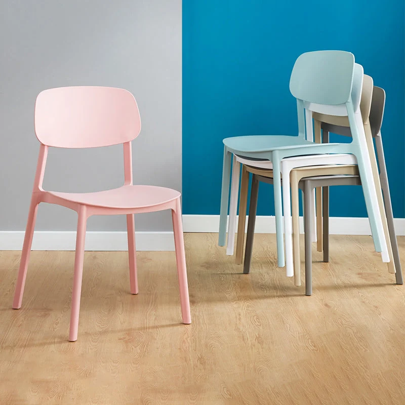 Sedie da pranzo plastica stile moderno sedia da pranzo impilabile con schienale aperto per cucina (set di 4) Clearhalo