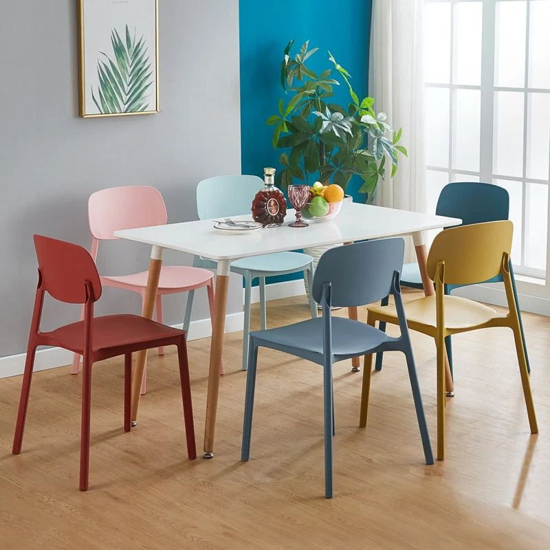 Sedie da pranzo plastica stile moderno sedia da pranzo impilabile con schienale aperto per cucina (set di 4) Clearhalo