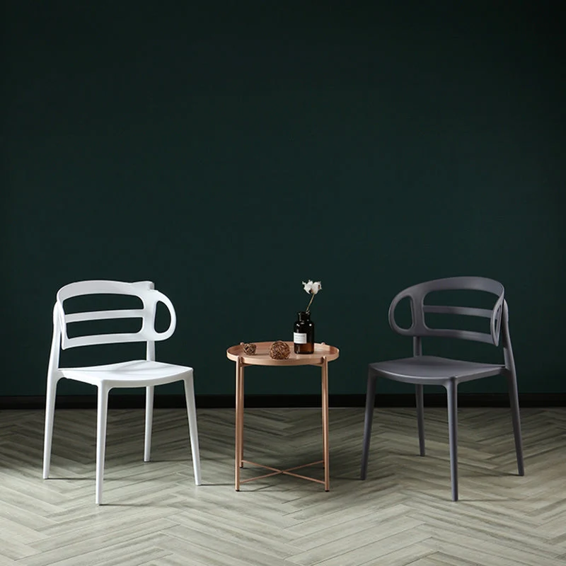 Sedie da pranzo scandinave con braccioli Sedia da pranzo laterale plastica con schienale basso per la casa Clearhalo