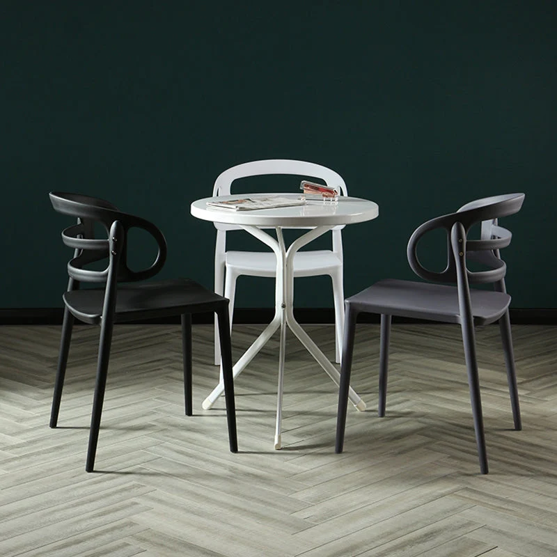 Sedie da pranzo scandinave con braccioli Sedia da pranzo laterale plastica con schienale basso per la casa Clearhalo