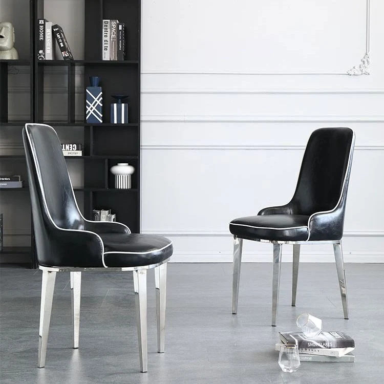 Sedie da pranzo scandinave con 4 gambe metallo, sedia senza braccioli ecopelle per la casa Clearhalo