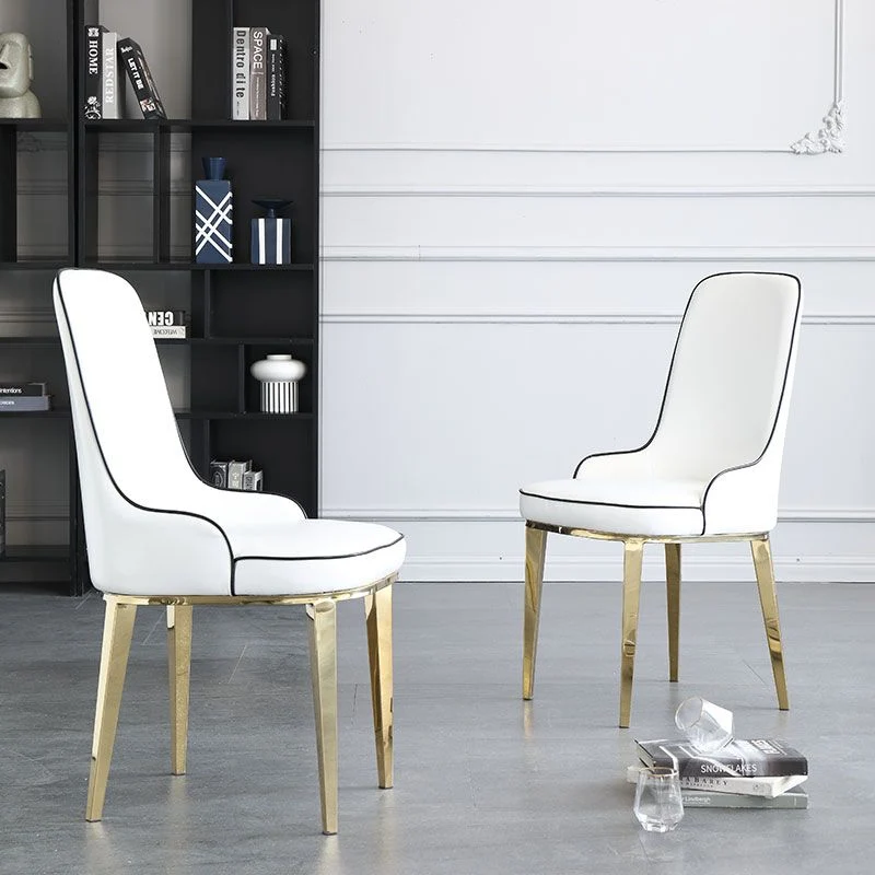 Sedie da pranzo scandinave con 4 gambe metallo, sedia senza braccioli ecopelle per la casa Clearhalo