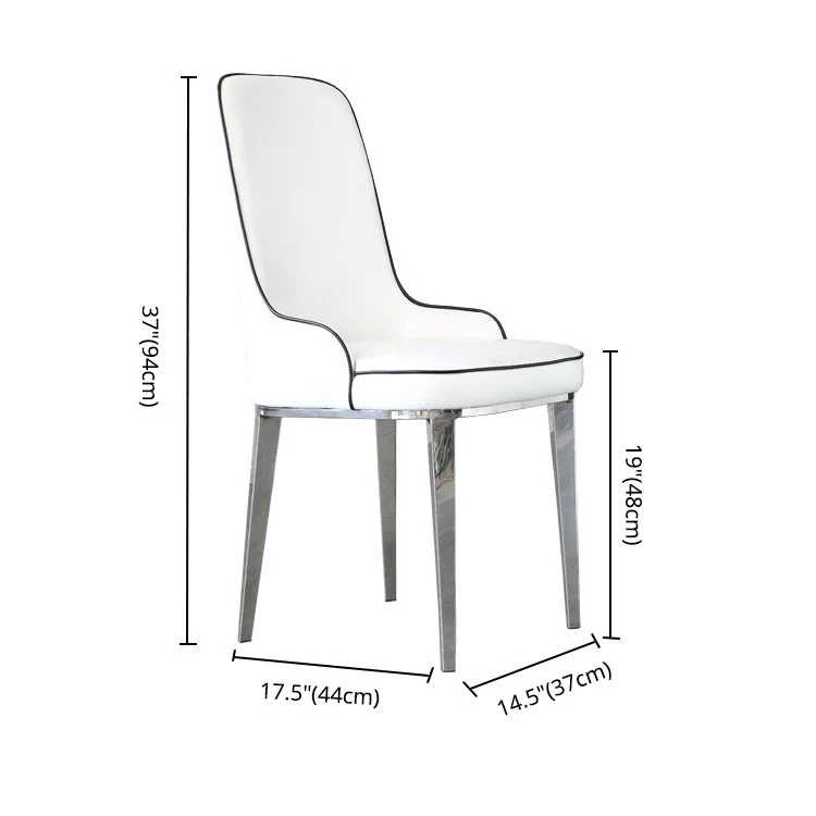 Sedie da pranzo scandinave con 4 gambe metallo, sedia senza braccioli ecopelle per la casa Clearhalo