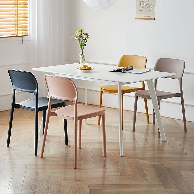 Sedie da pranzo scandinave impilabili plastica Sedie con schienale aperto senza braccioli Clearhalo
