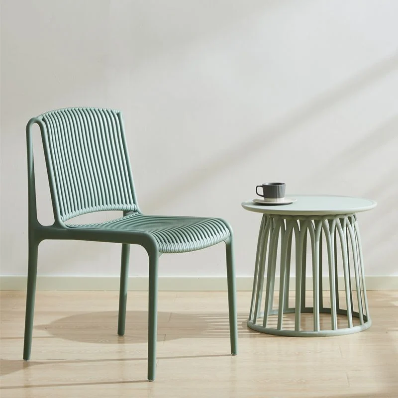 Sedie da pranzo scandinave impilabili senza braccioli Sedia laterale con schienale doghe plastica Clearhalo