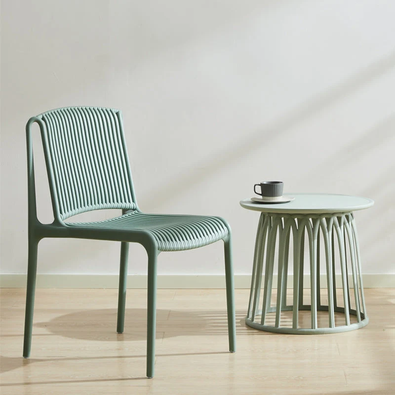Sedie da pranzo scandinave impilabili senza braccioli Sedia laterale con schienale doghe plastica Clearhalo