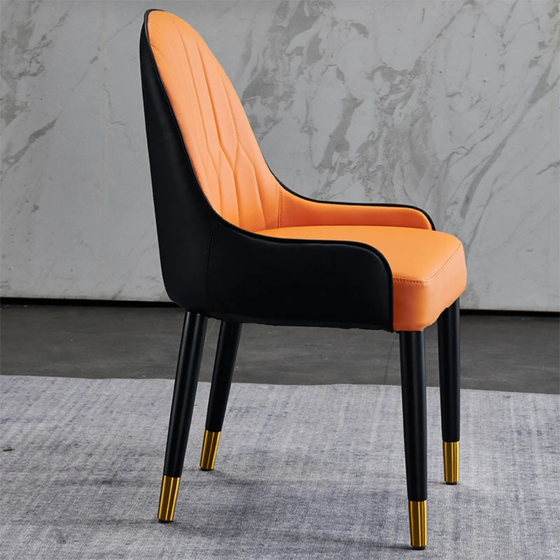 Sedie da pranzo scandinave pelle con gambe legno, braccioli, schienale massiccio, sedia da pranzo laterale Clearhalo