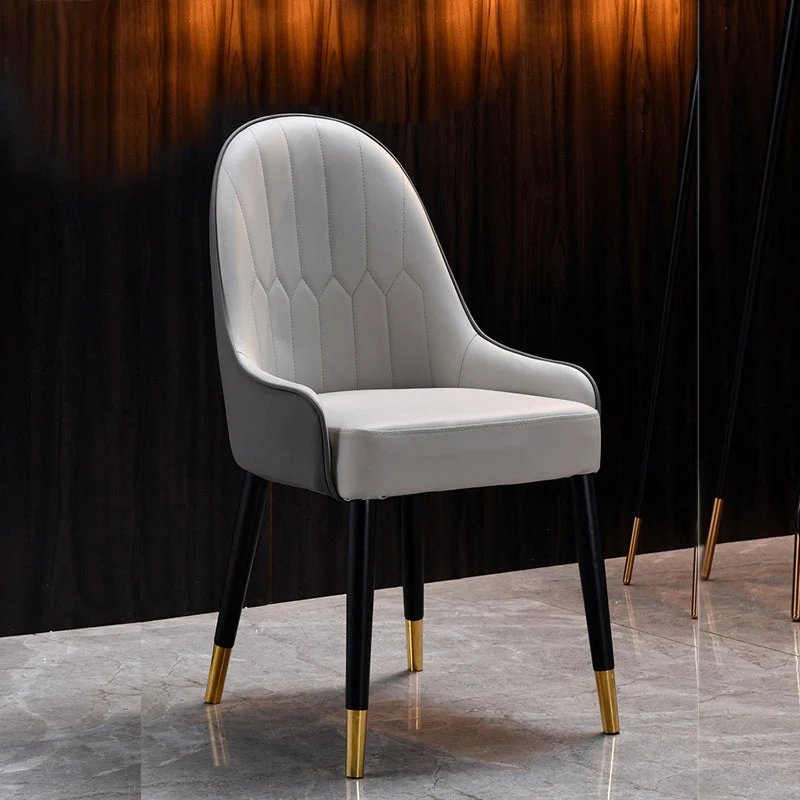 Sedie da pranzo scandinave pelle con gambe legno, braccioli, schienale massiccio, sedia da pranzo laterale Clearhalo