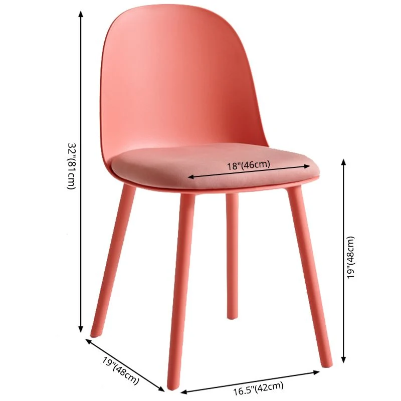 Sedie da pranzo scandinave plastica senza braccioli Sedia laterale con schienale solido per interni Clearhalo