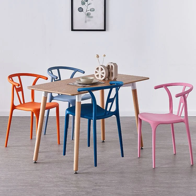 Sedie da pranzo scandinave plastica senza braccioli sedia da pranzo impilabile (set di 4) Clearhalo
