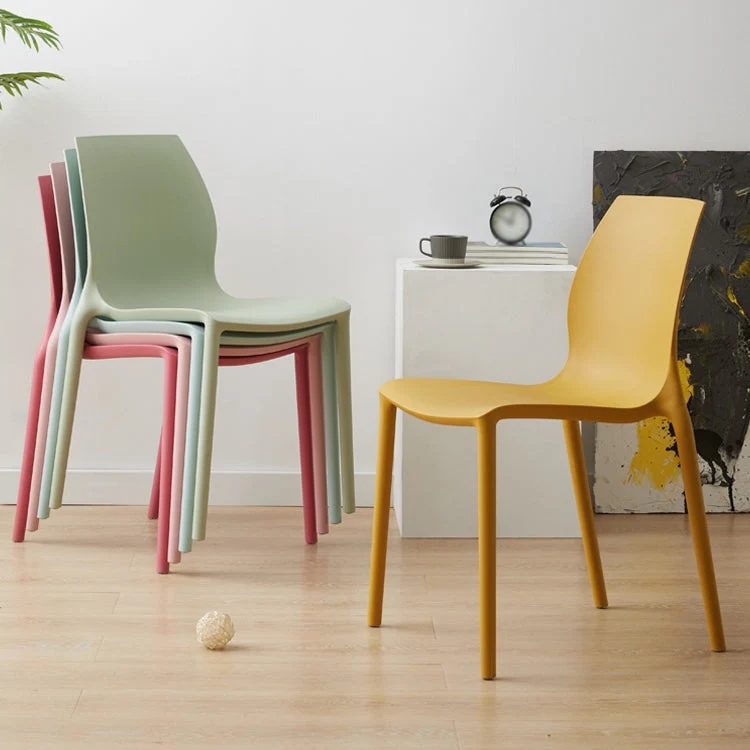 Sedie da pranzo scandinave senza braccioli Sedia laterale plastica impilabile per interni con schienale solido Clearhalo