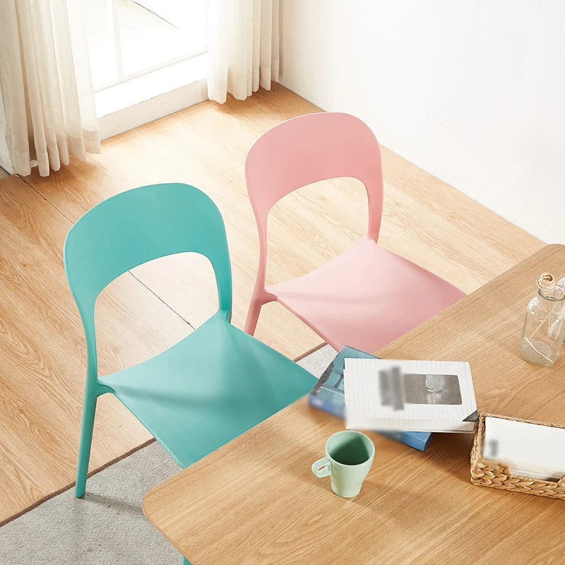 Sedie da pranzo scandinave senza braccioli Sedia laterale plastica per interni con schienale aperto Clearhalo