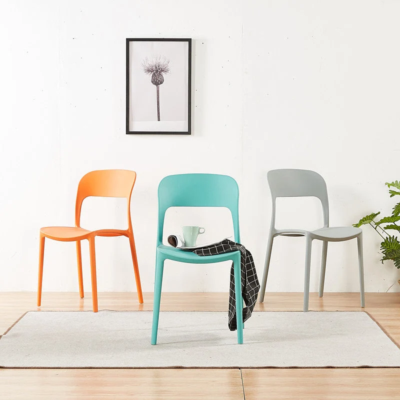 Sedie da pranzo scandinave senza braccioli Sedia laterale plastica per interni con schienale aperto Clearhalo