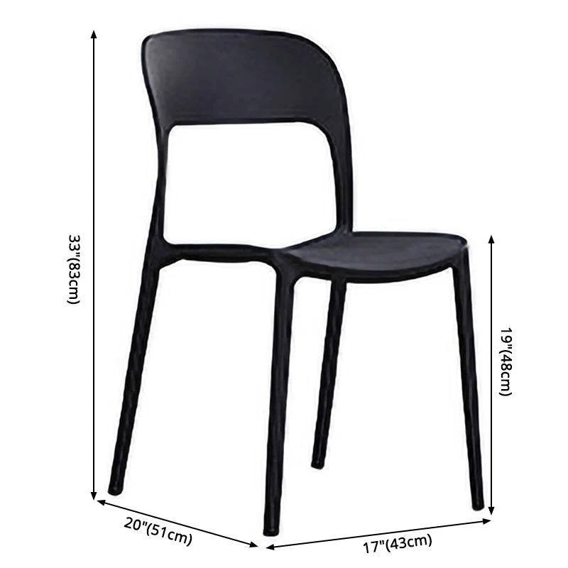 Sedie da pranzo scandinave senza braccioli Sedia laterale plastica per interni con schienale aperto Clearhalo