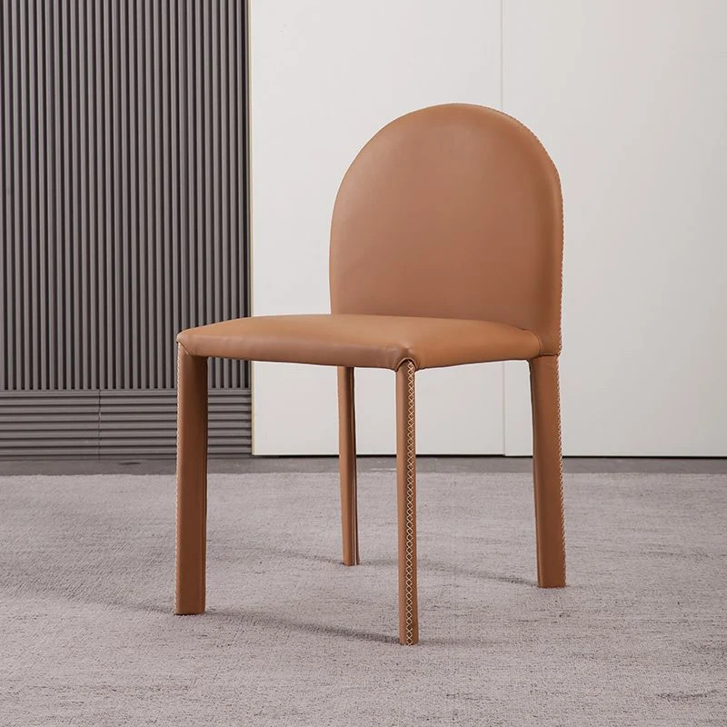 Sedie da pranzo senza braccioli con schienale solido stile minimalista Sedie da pranzo pelle per la casa Clearhalo