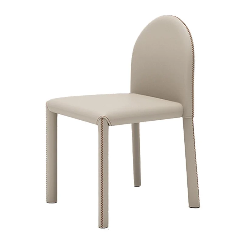 Sedie da pranzo senza braccioli con schienale solido stile minimalista Sedie da pranzo pelle per la casa Clearhalo