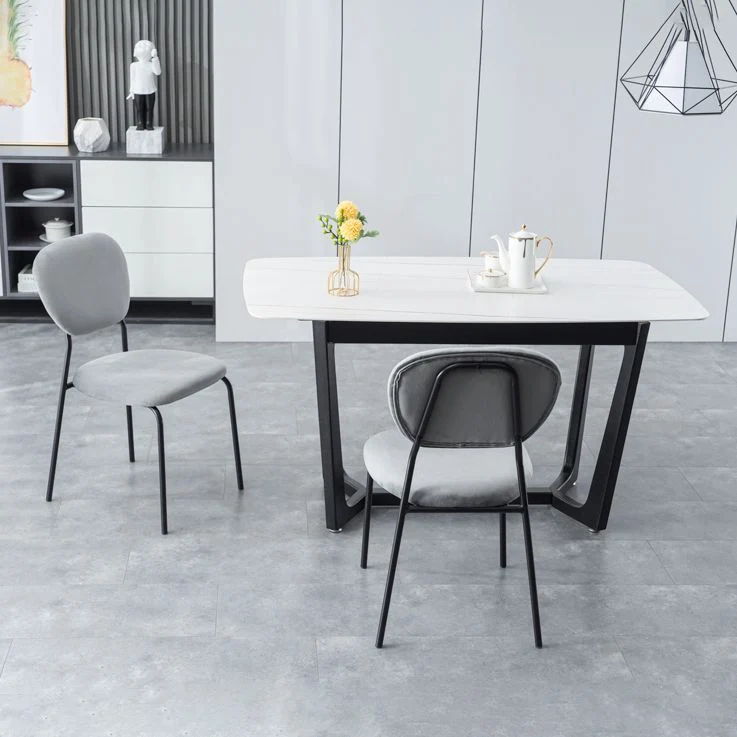 Sedie da pranzo senza braccioli con schienale aperto Sedie laterali imbottite con gambe metallo Clearhalo