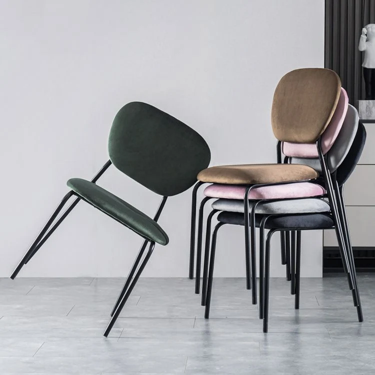 Sedie da pranzo senza braccioli con schienale aperto Sedie laterali imbottite con gambe metallo Clearhalo