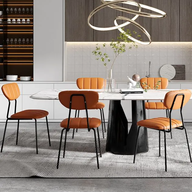 Sedie da pranzo senza braccioli imbottite stile industriale Sedie da pranzo con schienale aperto Clearhalo