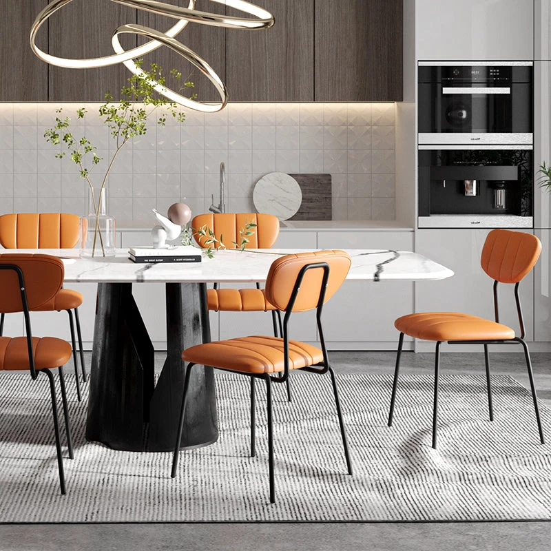 Sedie da pranzo senza braccioli imbottite stile industriale Sedie da pranzo con schienale aperto Clearhalo
