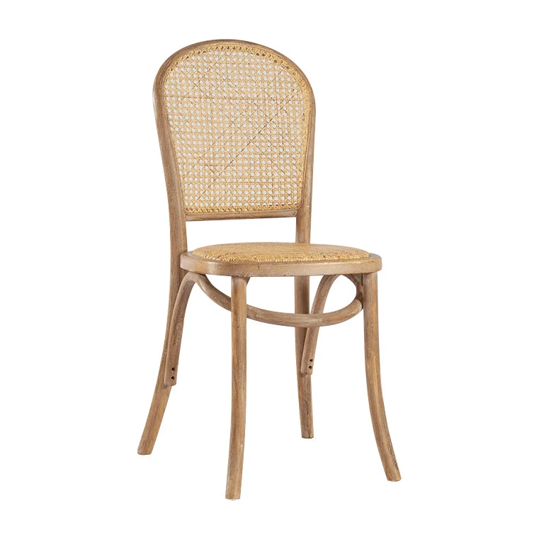 Sedie da pranzo senza braccioli legno curvato Sedie laterali rattan con schienale aperto e gambe legno Clearhalo
