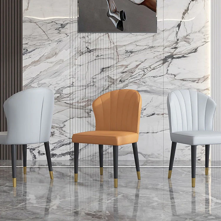Sedie da pranzo senza braccioli legno glamour Sedie da pranzo pelle per uso ristorante Clearhalo