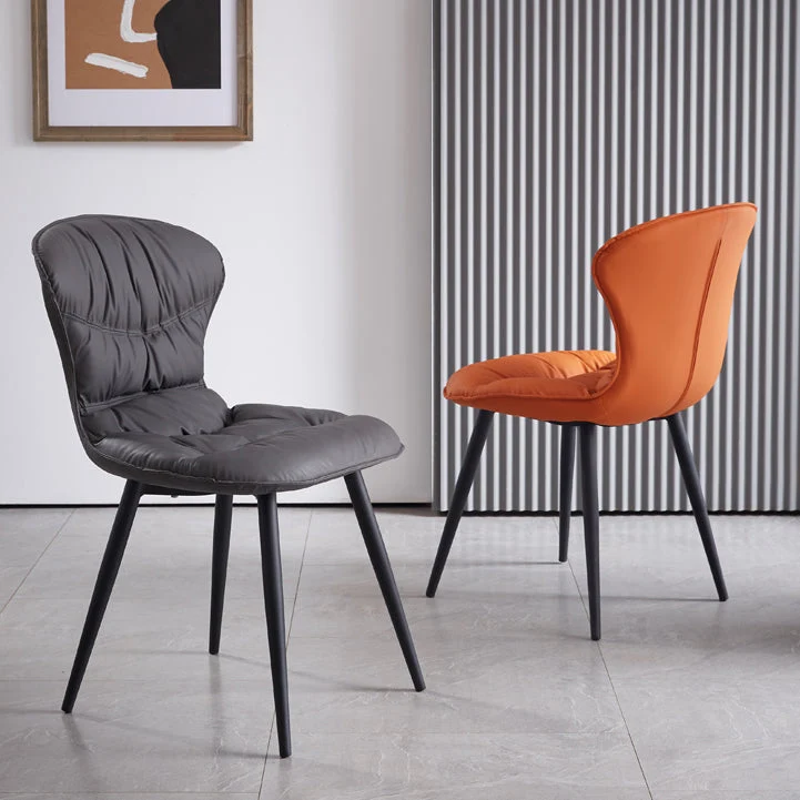 Sedie da pranzo senza braccioli metallo stile nordico Sedia laterale imbottita pelle per uso domestico Clearhalo