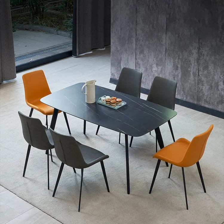 Sedie da pranzo senza braccioli pelle con sedia laterale da pranzo per cucina contemporanea Clearhalo