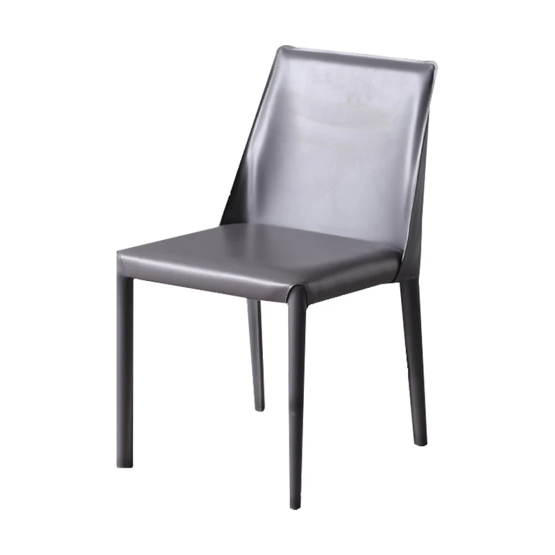 Sedie da pranzo senza braccioli pelle per la casa Sedie laterali imbottite con gambe metallo Clearhalo