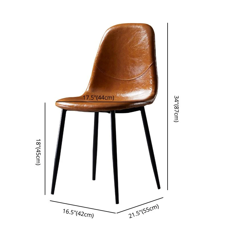 Sedie da pranzo senza braccioli pelle PU Sedia laterale da pranzo con schienale solido e gambe metallo Clearhalo
