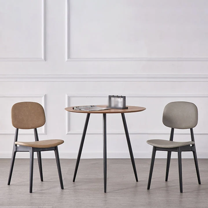 Sedie da pranzo senza braccioli pelle PU Sedia laterale con schienale aperto con gambe plastica Clearhalo