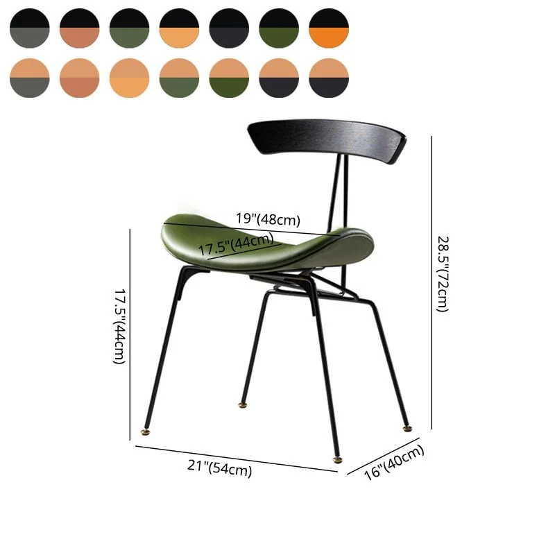 Sedie da pranzo senza braccioli pelle stile industriale Sedia laterale da pranzo con schienale aperto Clearhalo