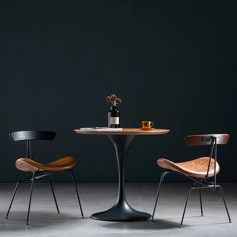 Sedie da pranzo senza braccioli pelle stile industriale Sedia laterale da pranzo con schienale aperto Clearhalo