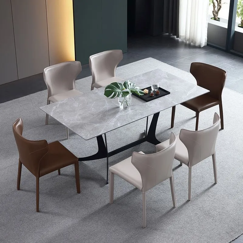 Sedie da pranzo senza braccioli Sedie laterali moderne con schienale pelle per sala da pranzo Clearhalo