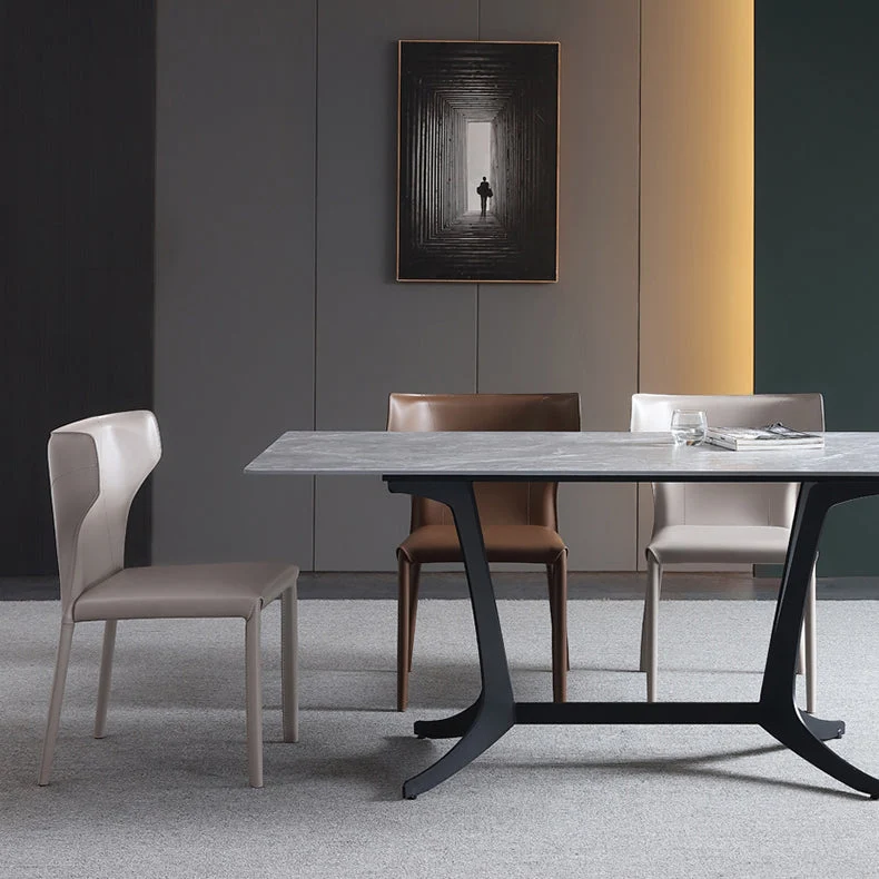 Sedie da pranzo senza braccioli Sedie laterali moderne con schienale pelle per sala da pranzo Clearhalo