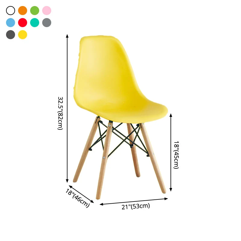 Sedie da pranzo senza braccioli Sedie da pranzo laterali Eames con gambe legno (set di 4) Clearhalo