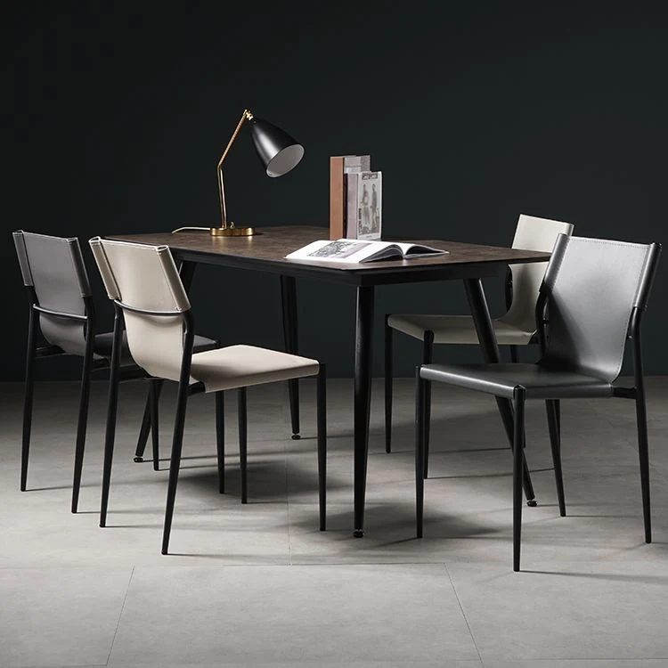Sedie da pranzo senza braccioli stile moderno con gambe metallo per cucina Clearhalo