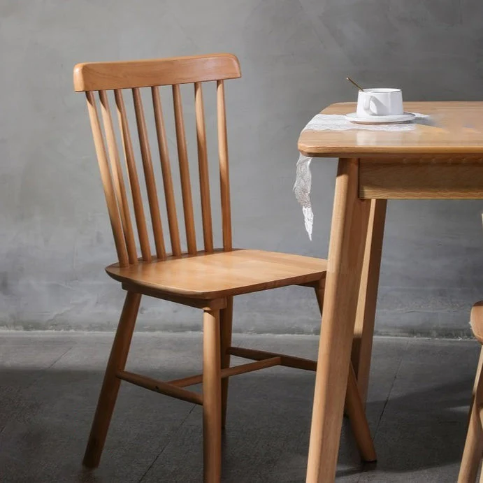 Sedie da pranzo senza braccioli stile rustico. Sedia laterale con schienale doghe di faggio e gambe legno Clearhalo