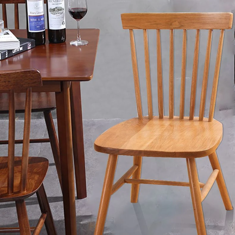Sedie da pranzo senza braccioli stile rustico. Sedia laterale con schienale doghe di faggio e gambe legno Clearhalo